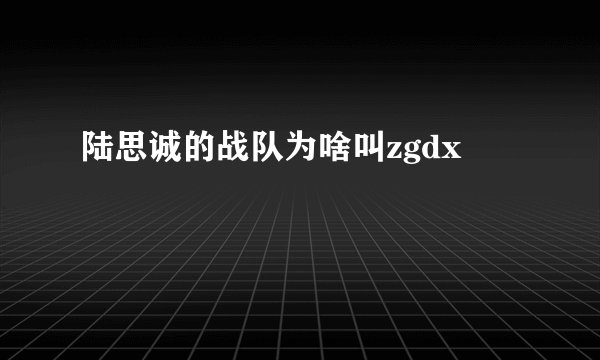 陆思诚的战队为啥叫zgdx
