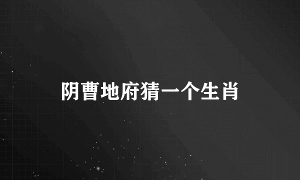 阴曹地府猜一个生肖
