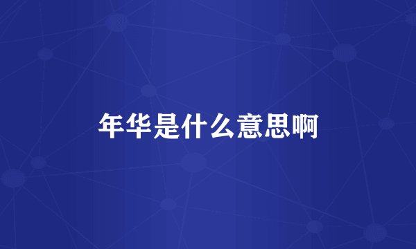 年华是什么意思啊
