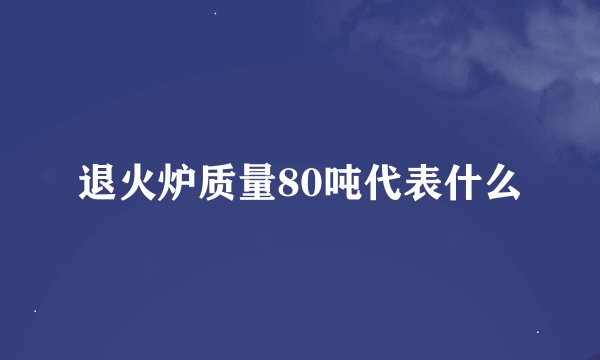退火炉质量80吨代表什么