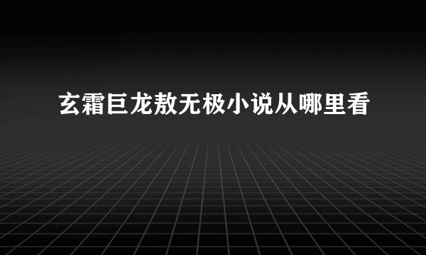 玄霜巨龙敖无极小说从哪里看