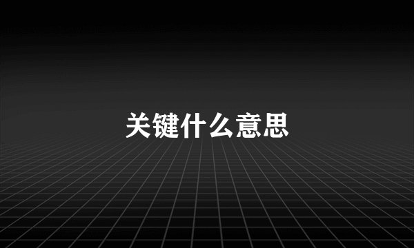 关键什么意思