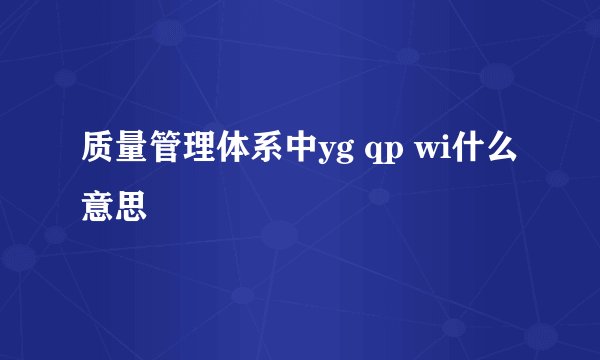 质量管理体系中yg qp wi什么意思
