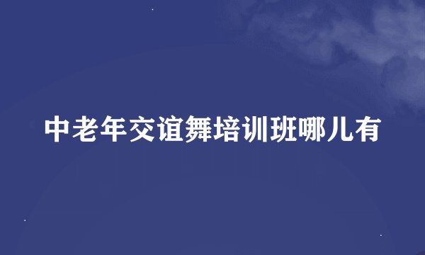 中老年交谊舞培训班哪儿有