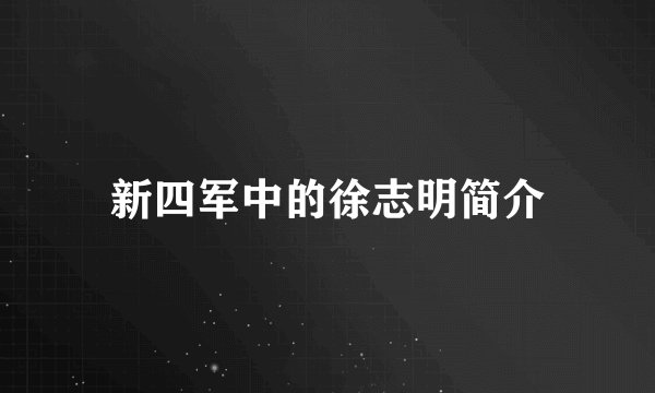 新四军中的徐志明简介