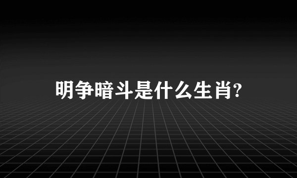 明争暗斗是什么生肖?