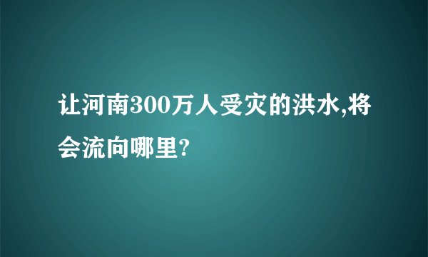 让河南300万人受灾的洪水,将会流向哪里?
