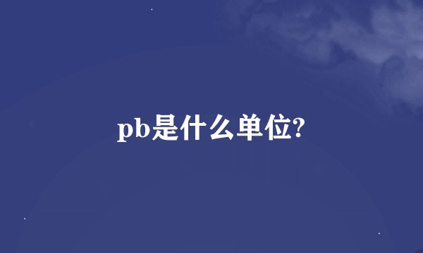 pb是什么单位?
