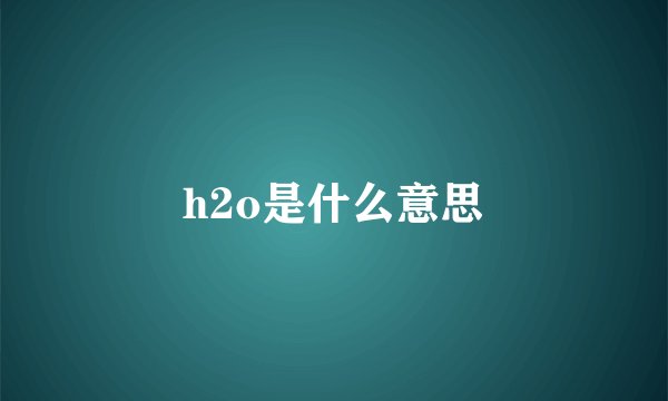 h2o是什么意思
