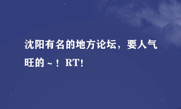 沈阳有名的地方论坛，要人气旺的～！RT！