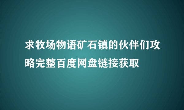 求牧场物语矿石镇的伙伴们攻略完整百度网盘链接获取