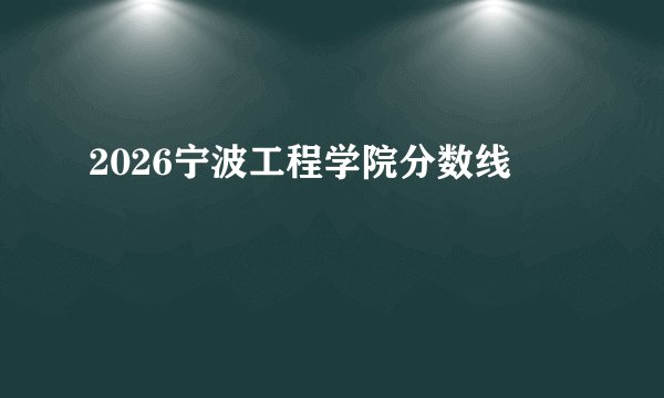 2026宁波工程学院分数线