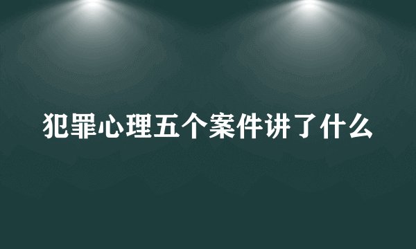 犯罪心理五个案件讲了什么