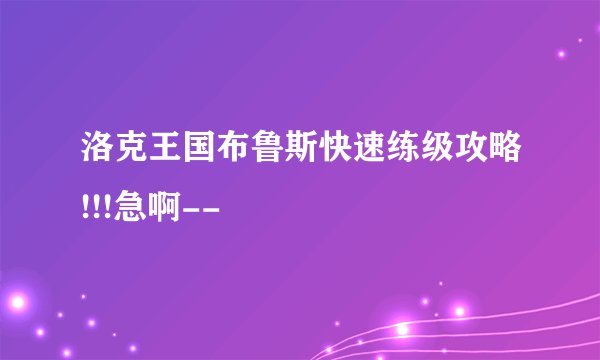 洛克王国布鲁斯快速练级攻略!!!急啊--