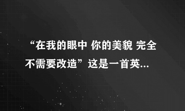 “在我的眼中 你的美貌 完全不需要改造”这是一首英文歌中几句翻译，求歌名！！！
