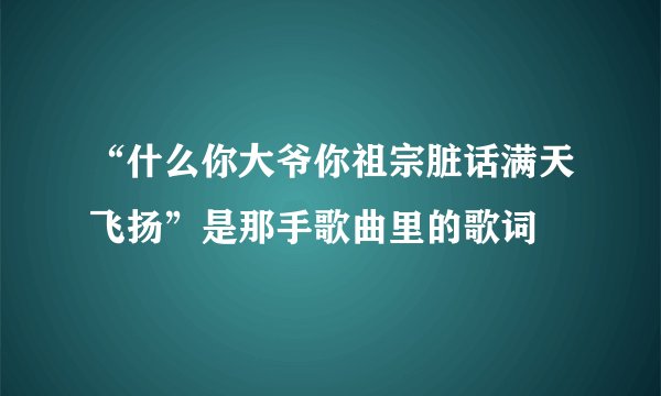 “什么你大爷你祖宗脏话满天飞扬”是那手歌曲里的歌词