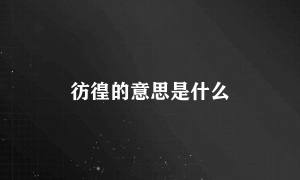 彷徨的意思是什么