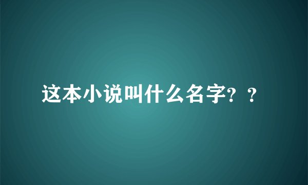这本小说叫什么名字？？