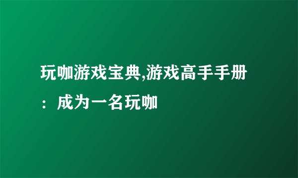玩咖游戏宝典,游戏高手手册：成为一名玩咖