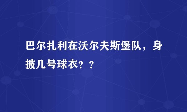 巴尔扎利在沃尔夫斯堡队，身披几号球衣？？