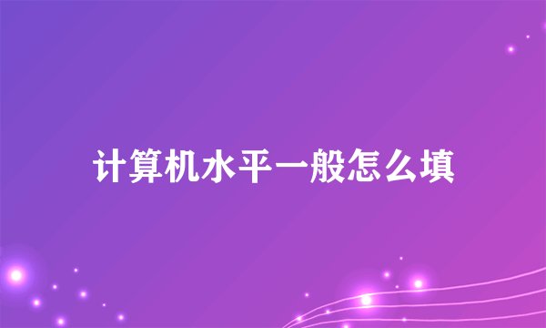 计算机水平一般怎么填