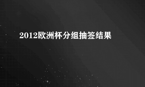2012欧洲杯分组抽签结果