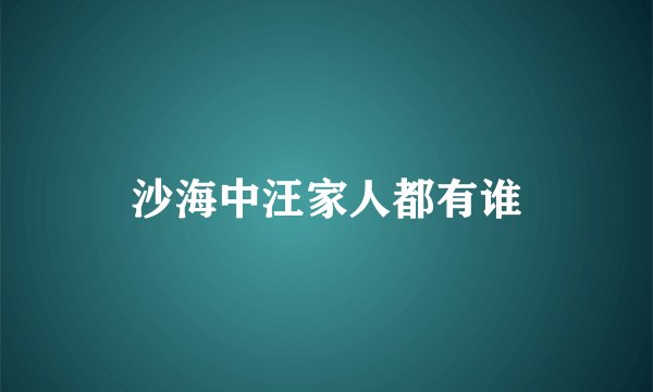 沙海中汪家人都有谁