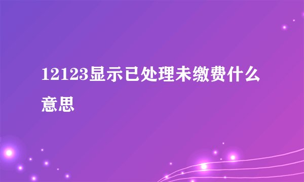 12123显示已处理未缴费什么意思