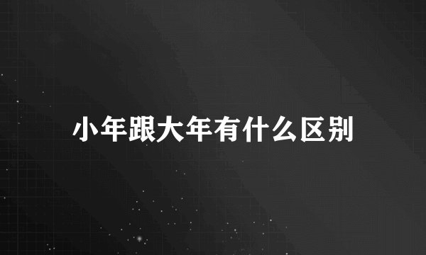 小年跟大年有什么区别