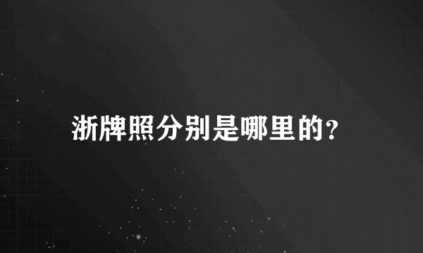 浙牌照分别是哪里的？
