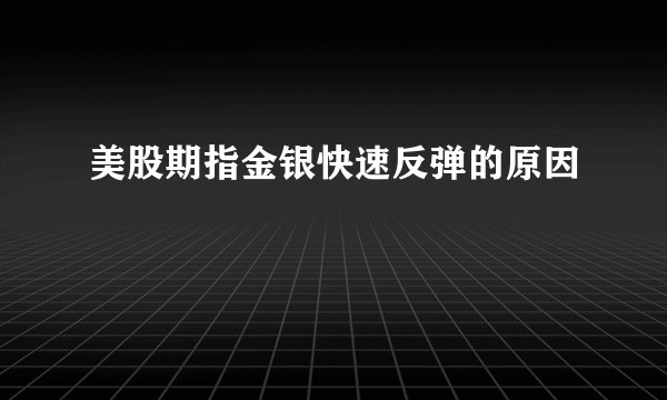 美股期指金银快速反弹的原因