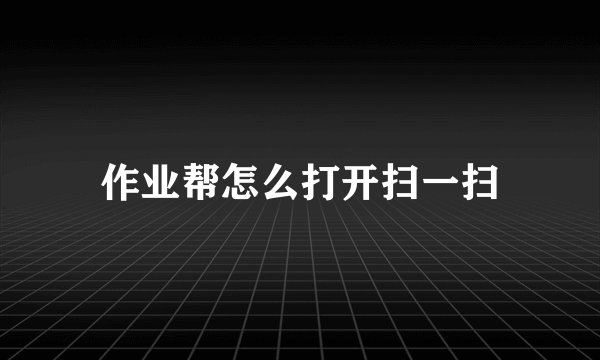 作业帮怎么打开扫一扫