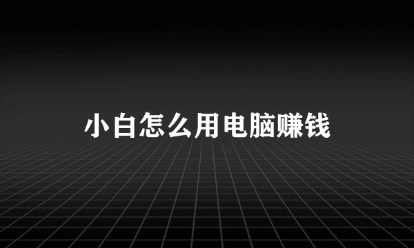 小白怎么用电脑赚钱