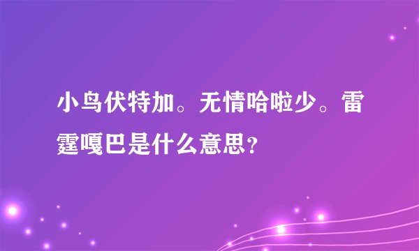 小鸟伏特加。无情哈啦少。雷霆嘎巴是什么意思？