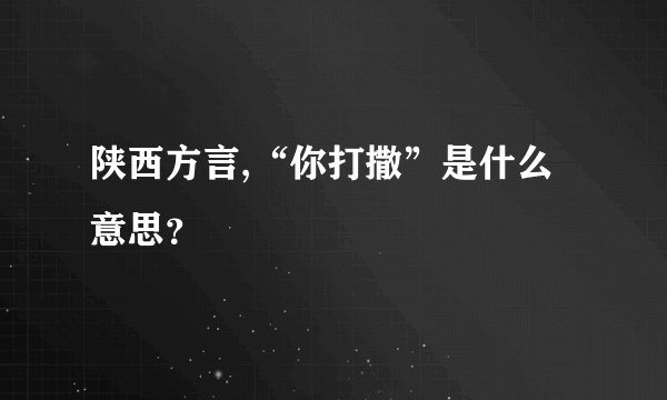 陕西方言,“你打撒”是什么意思？