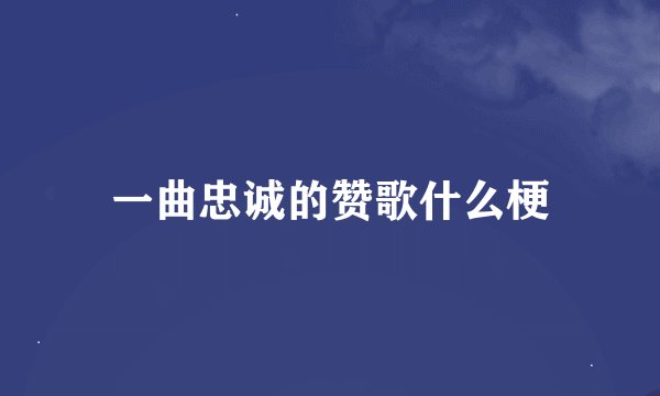 一曲忠诚的赞歌什么梗