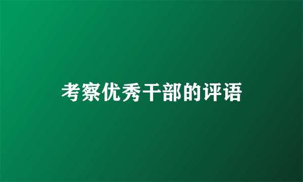 考察优秀干部的评语