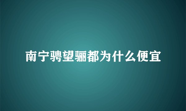 南宁骋望骊都为什么便宜