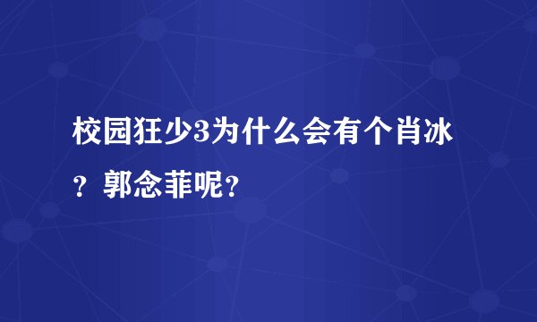校园狂少3为什么会有个肖冰？郭念菲呢？