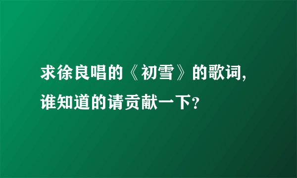 求徐良唱的《初雪》的歌词,谁知道的请贡献一下？