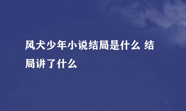 风犬少年小说结局是什么 结局讲了什么