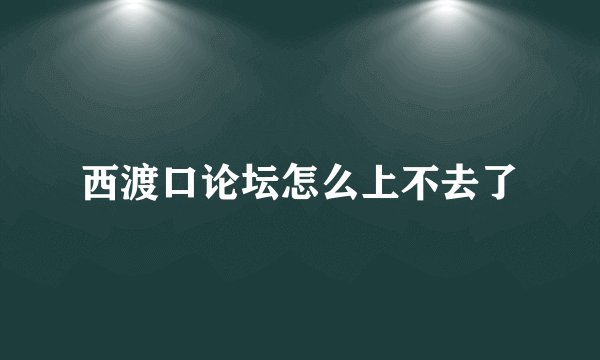 西渡口论坛怎么上不去了