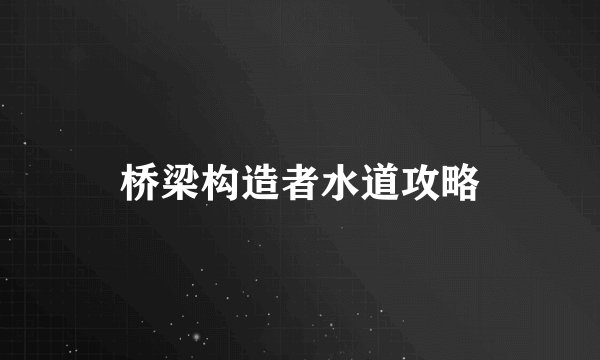 桥梁构造者水道攻略