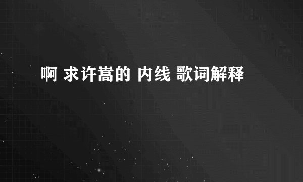 啊 求许嵩的 内线 歌词解释