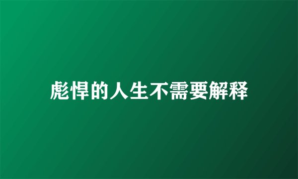 彪悍的人生不需要解释