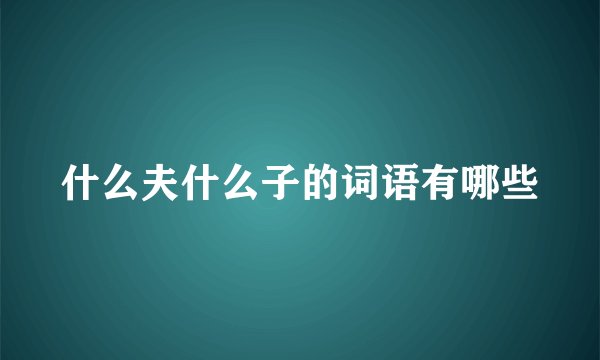 什么夫什么子的词语有哪些