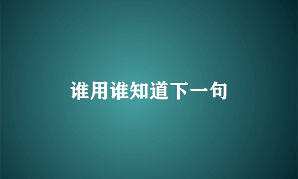 谁用谁知道下一句