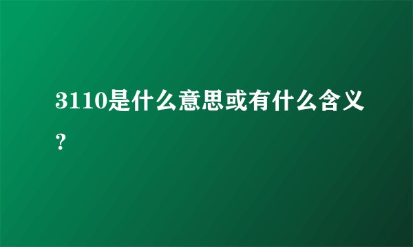 3110是什么意思或有什么含义?