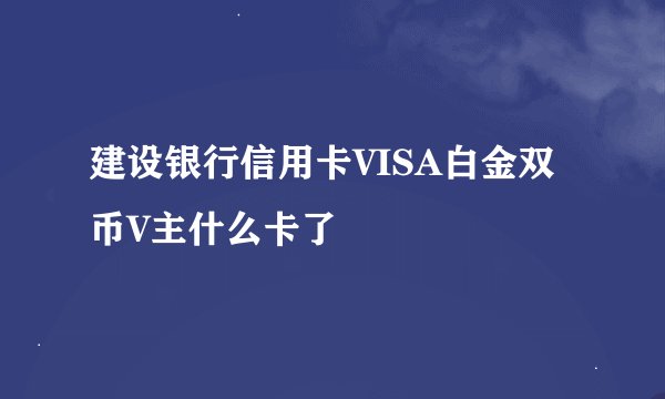 建设银行信用卡VISA白金双币V主什么卡了
