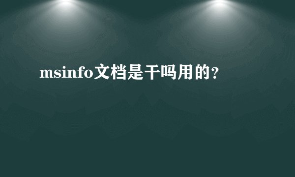 msinfo文档是干吗用的？